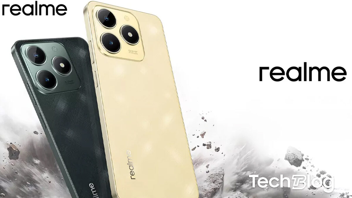 Realme C61: Design premium e resistência.